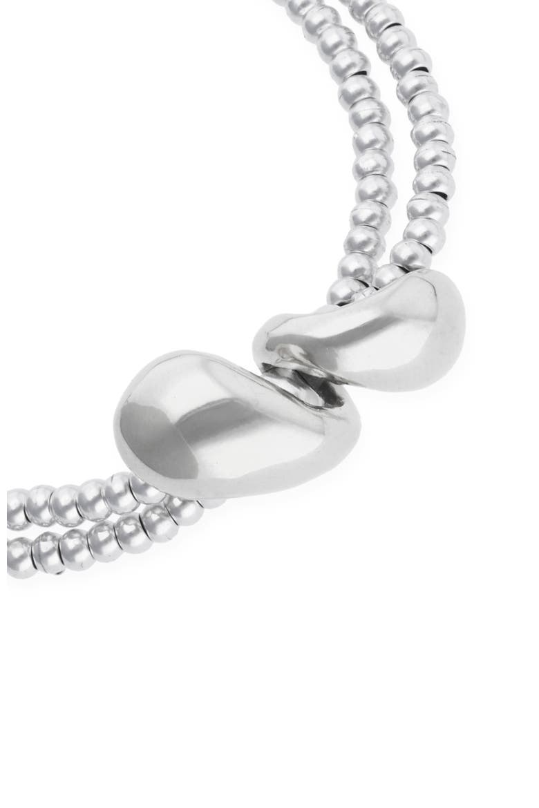 Silver-Tone Beaded Necklace with Drop Detail, Alternate, color, Silver