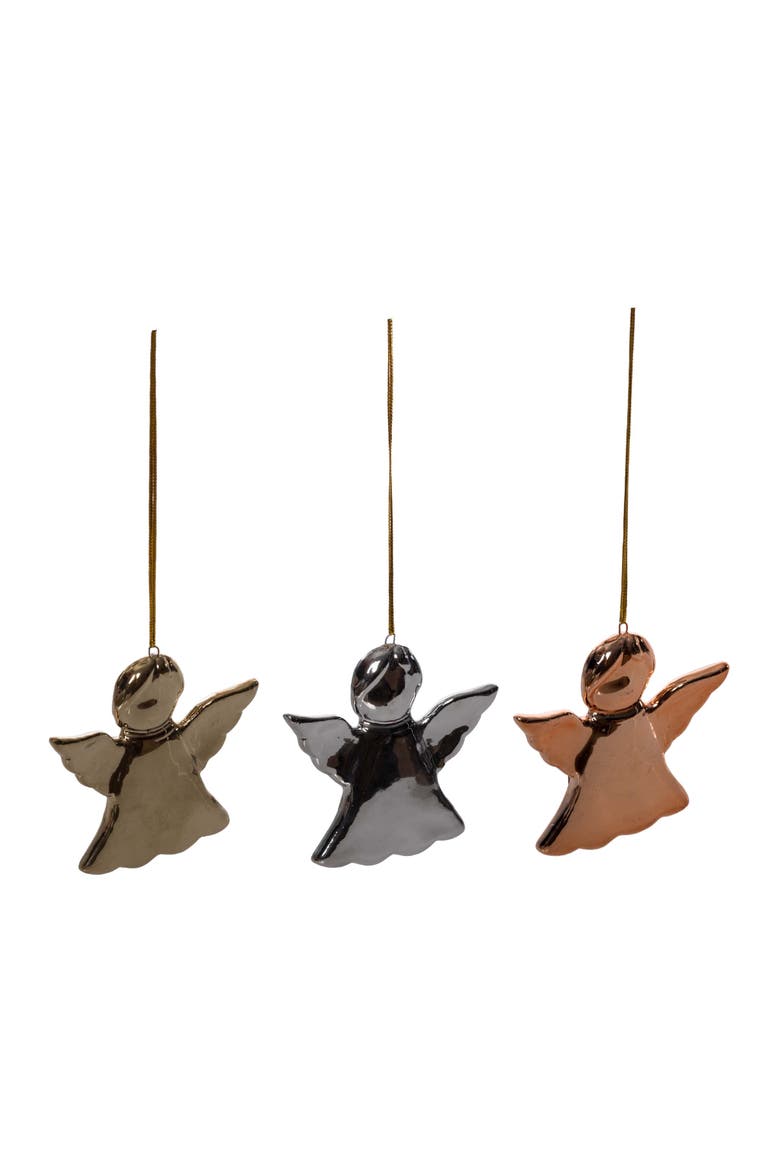 Chrome Angel Christmas Tree Ornament Assortment of 3, Alternate, color, Gold
