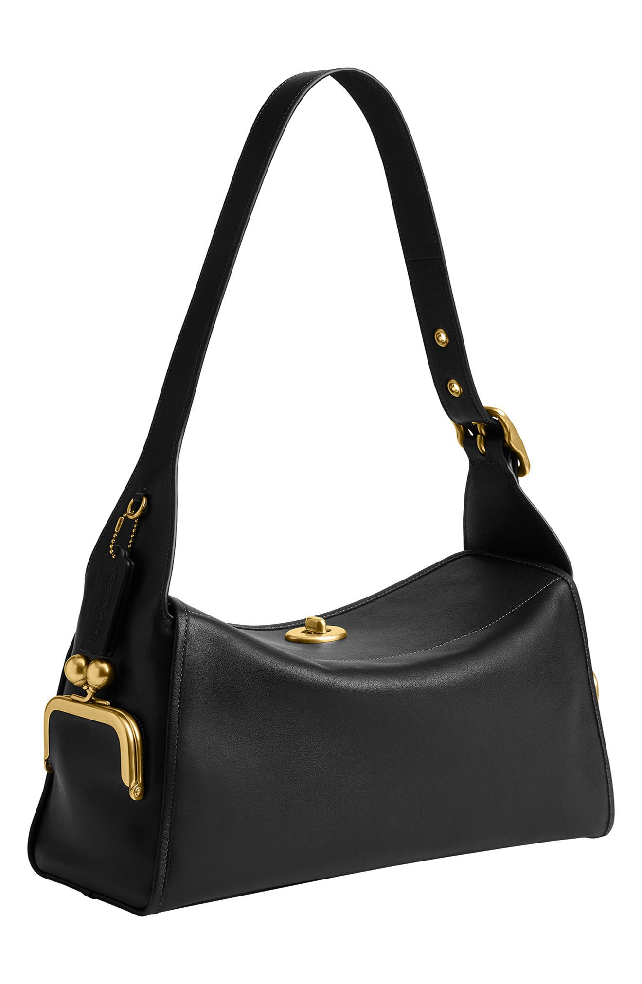 COACH Turnlock Haversack Leather Shoulder Bag, Alternate, color, 