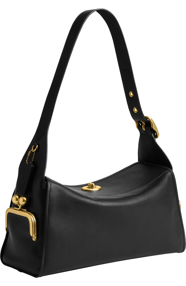 COACH Turnlock Haversack Leather Shoulder Bag, Alternate, color,