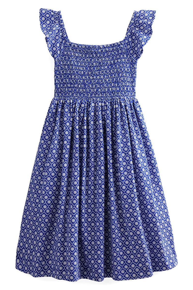 Kids' Shirred Cotton Jersey Dress, Alternate, color, BLUE DAISY