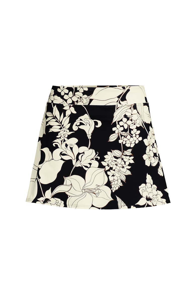 Plus Size Tummy Control Swim Skirt, Alternate, color, Black/Egret Lilies