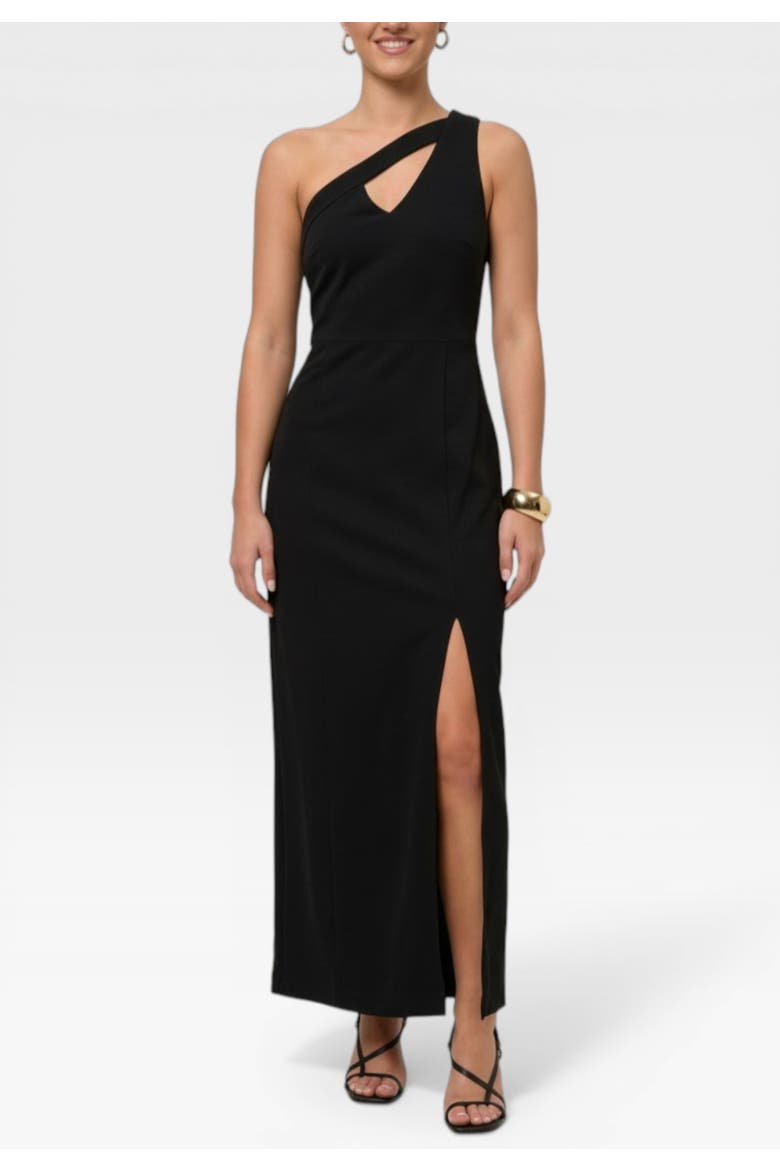 Lara One-Shoulder Cutout Maxi Dress, Main, color, Black