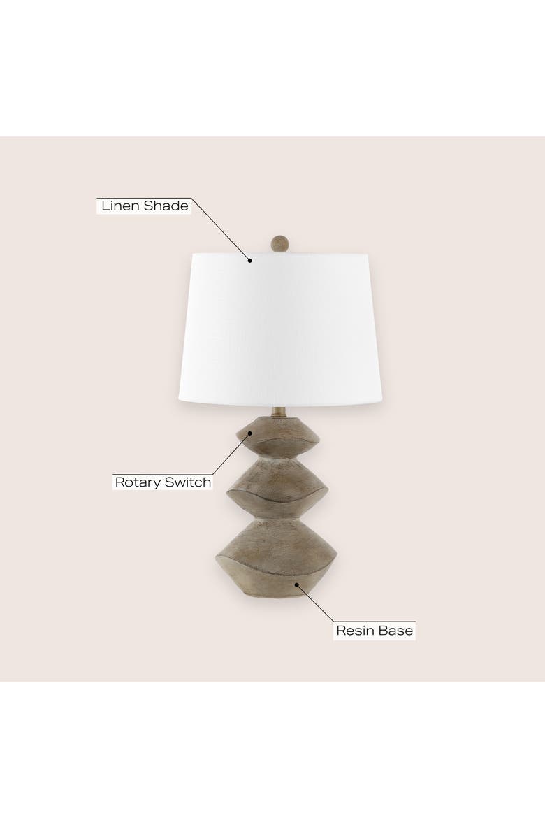 Laken Minimalist Coastal Resin/Iron 3-Stack Cairn LED Table Lamp, Alternate, color, Brown Wood Finish