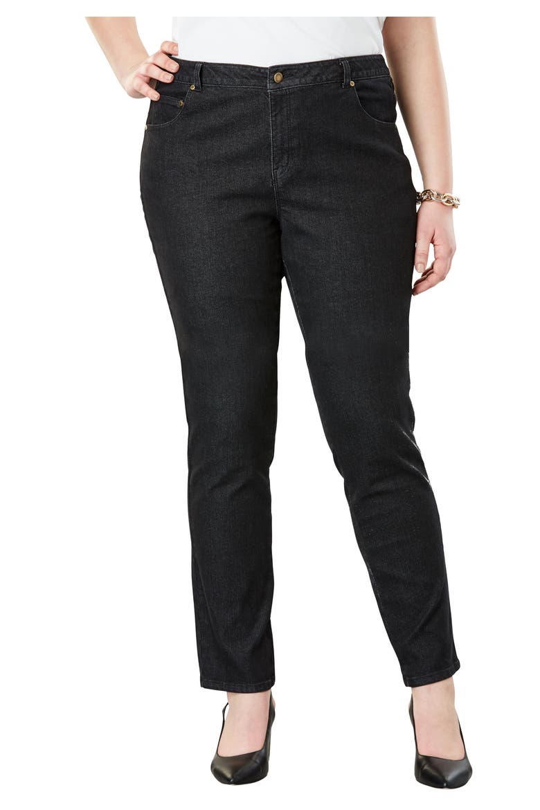 True Fit Stretch Denim Straight Leg Jean, Alternate, color, BLACK