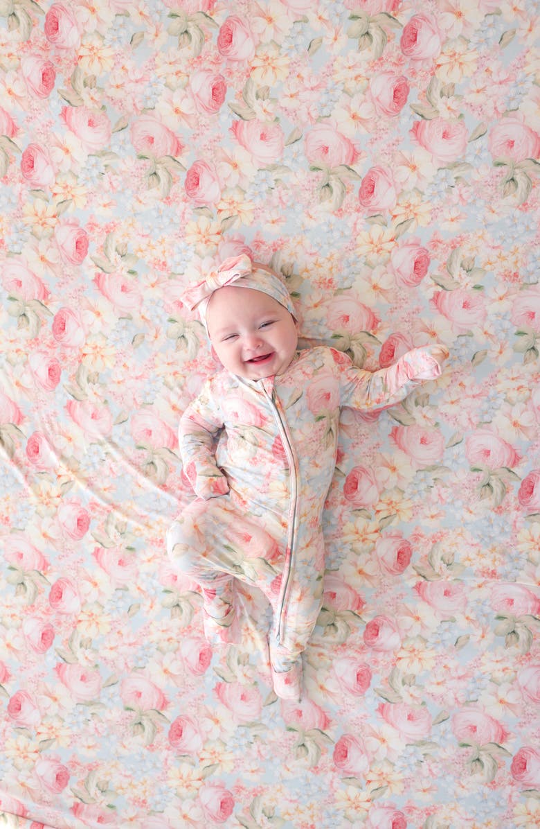 Posh Peanut Floral Fitted Convertible One-Piece Pajamas, Alternate, color, Light/ Pastel Blue