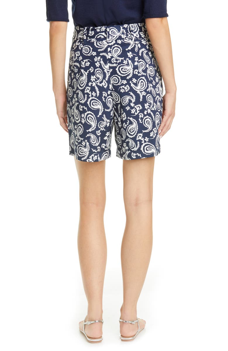 St. John Collection Painted Floral Paisley Stretch Silk Crêpe de Chine Shorts, Alternate, color, 