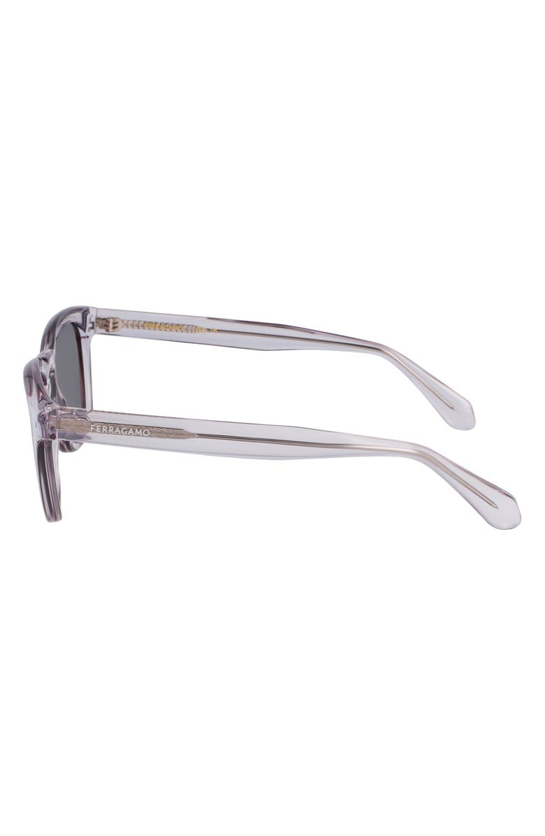 FERRAGAMO 50mm Modified Rectangular Sunglasses, Alternate, color, Transparent Grey