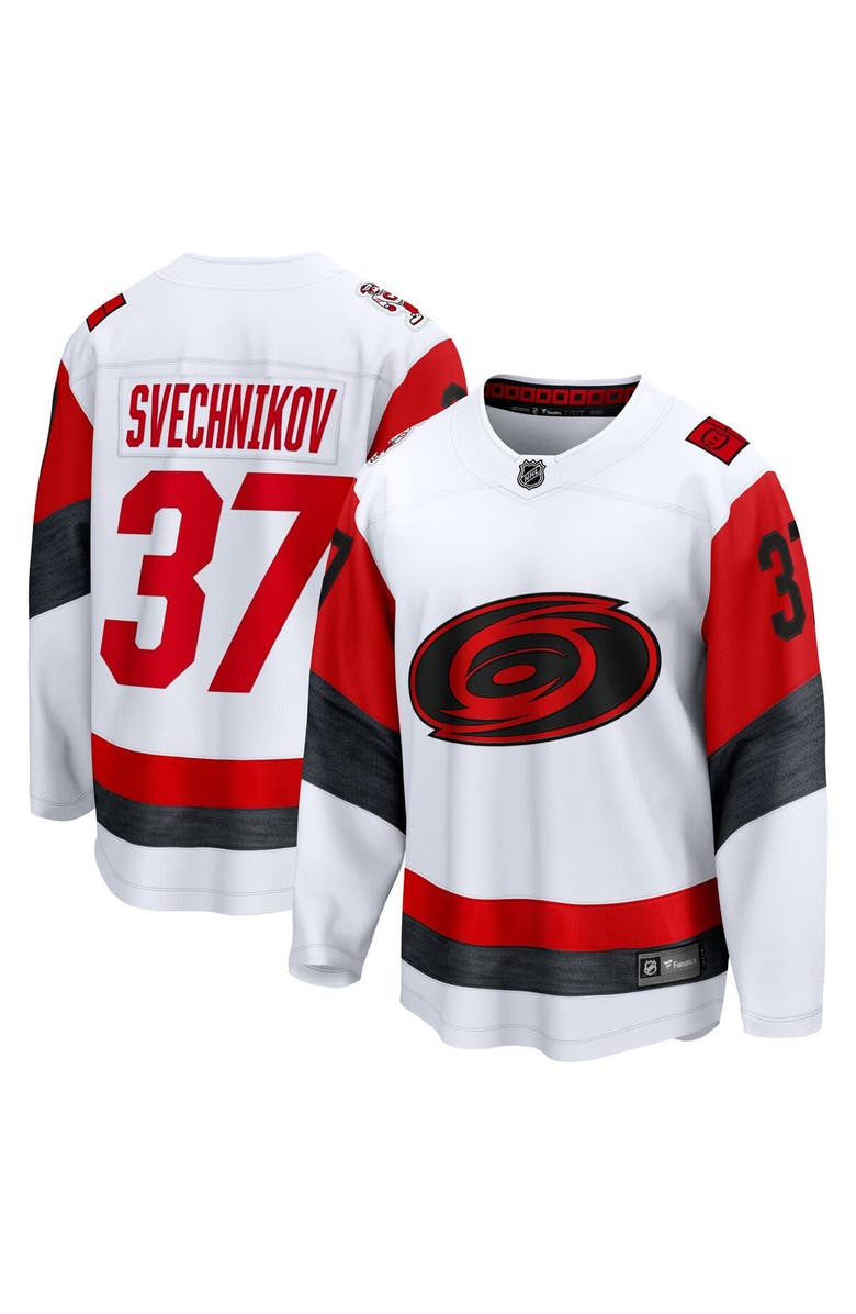 FANATICS Men's Fanatics Andrei Svechnikov White Carolina Hurricanes Away Breakaway Jersey, Main, color, White