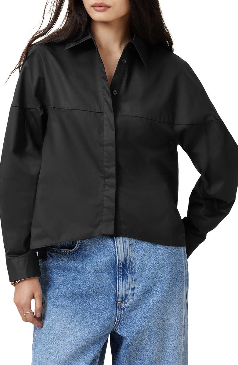 AllSaints Toria Cotton Button-Up Shirt, Main, color, 