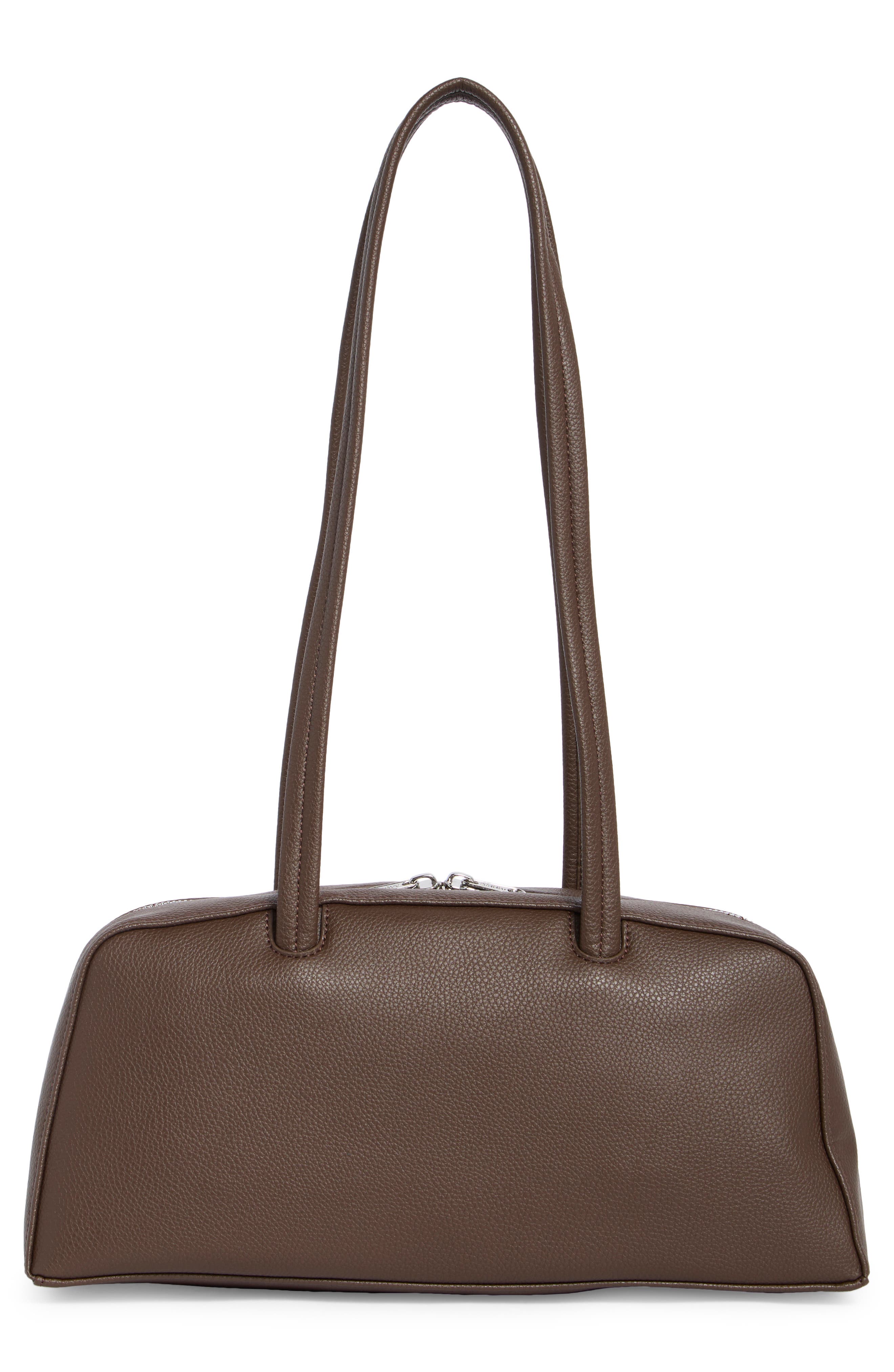 Recycled Leather Bowler Bag, Alternate, color, BROWN