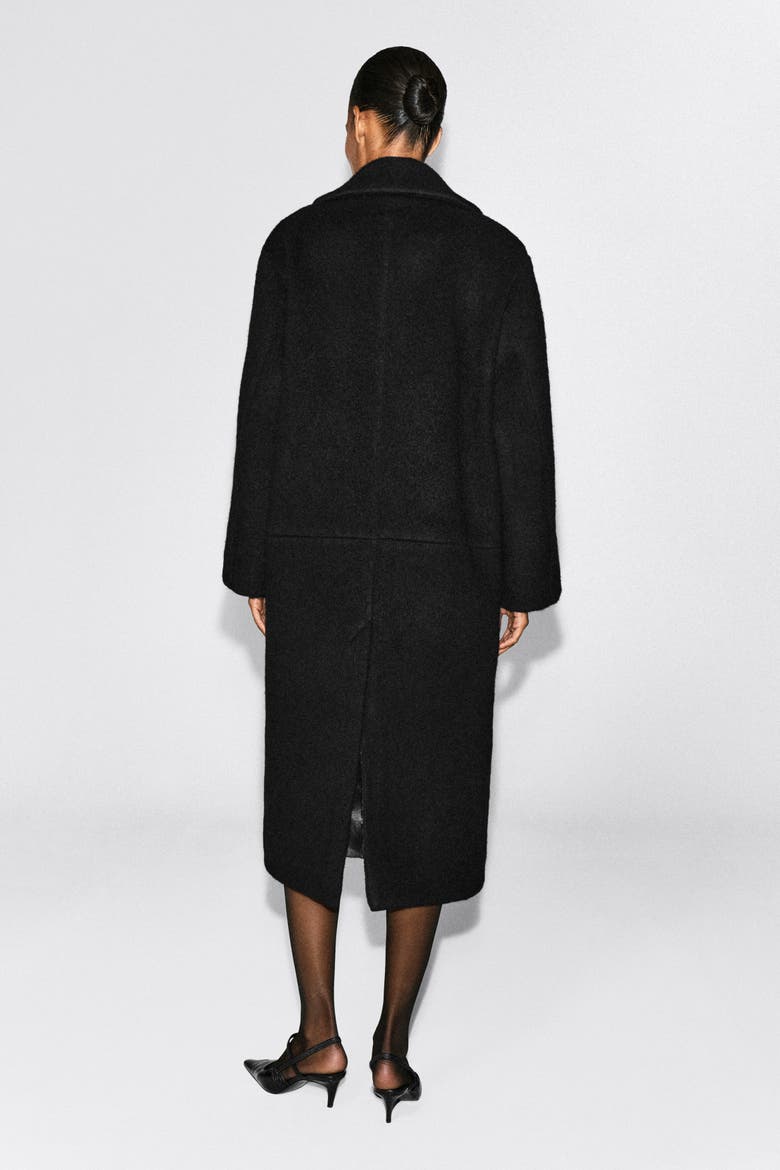 Brushed Wool Maxi Coat, Alternate, color, BLACK