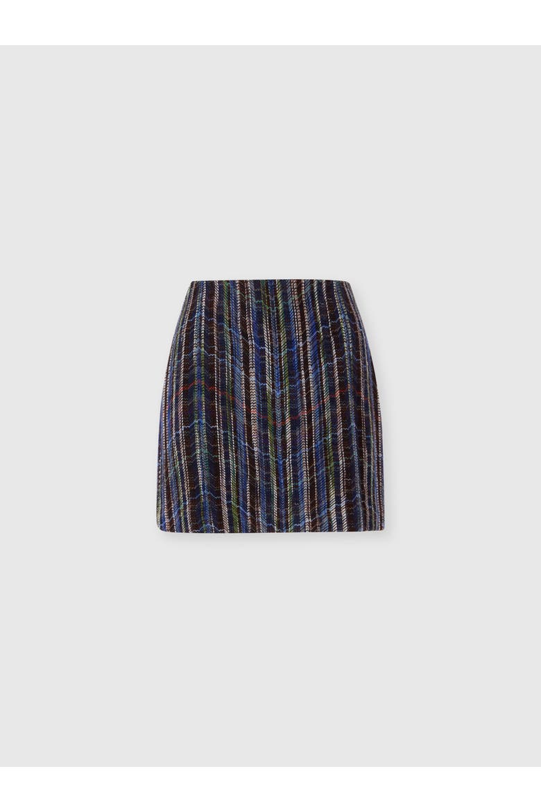 Wool And Viscose Mini Skirt With Woven Motif, Main, color, Blue & Multicoloured