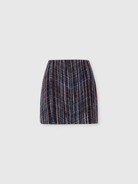 Wool And Viscose Mini Skirt With Woven Motif