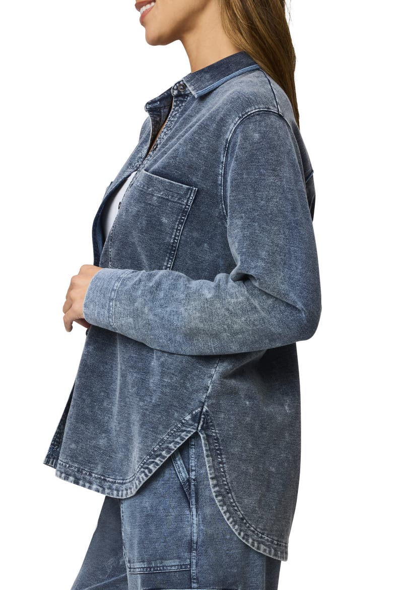 Gwen Indigo Terry Button-Up Shirt, Alternate, color, INDIGO BLUE