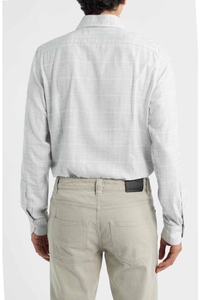 Modern Fit Glen Check Brushed Cotton & Lyocell Dress Shirt, Alternate, color, LIGHT GREY