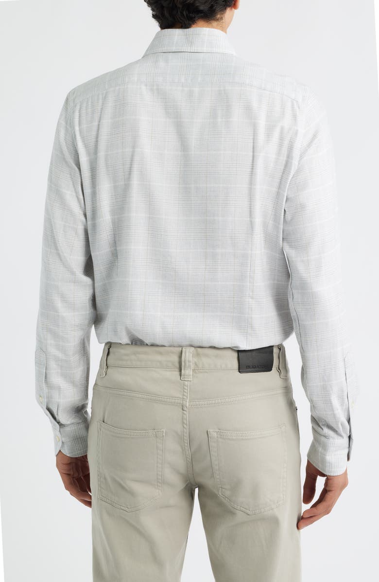 Emanuel Berg Modern Fit Glen Check Brushed Cotton & Lyocell Dress Shirt, Alternate, color, Light Grey