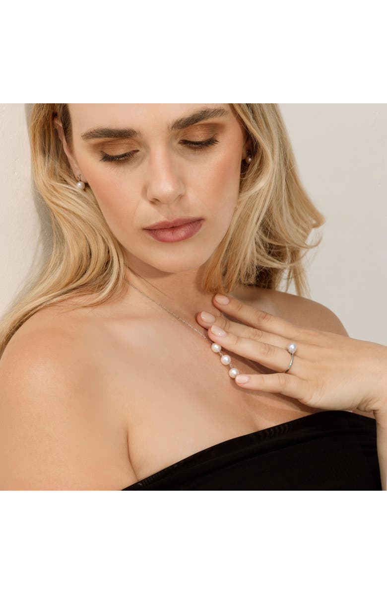 The Pearl Source Akoya Pearl Triple Drop Pearl Pendant, Alternate, color, Yellow Gold