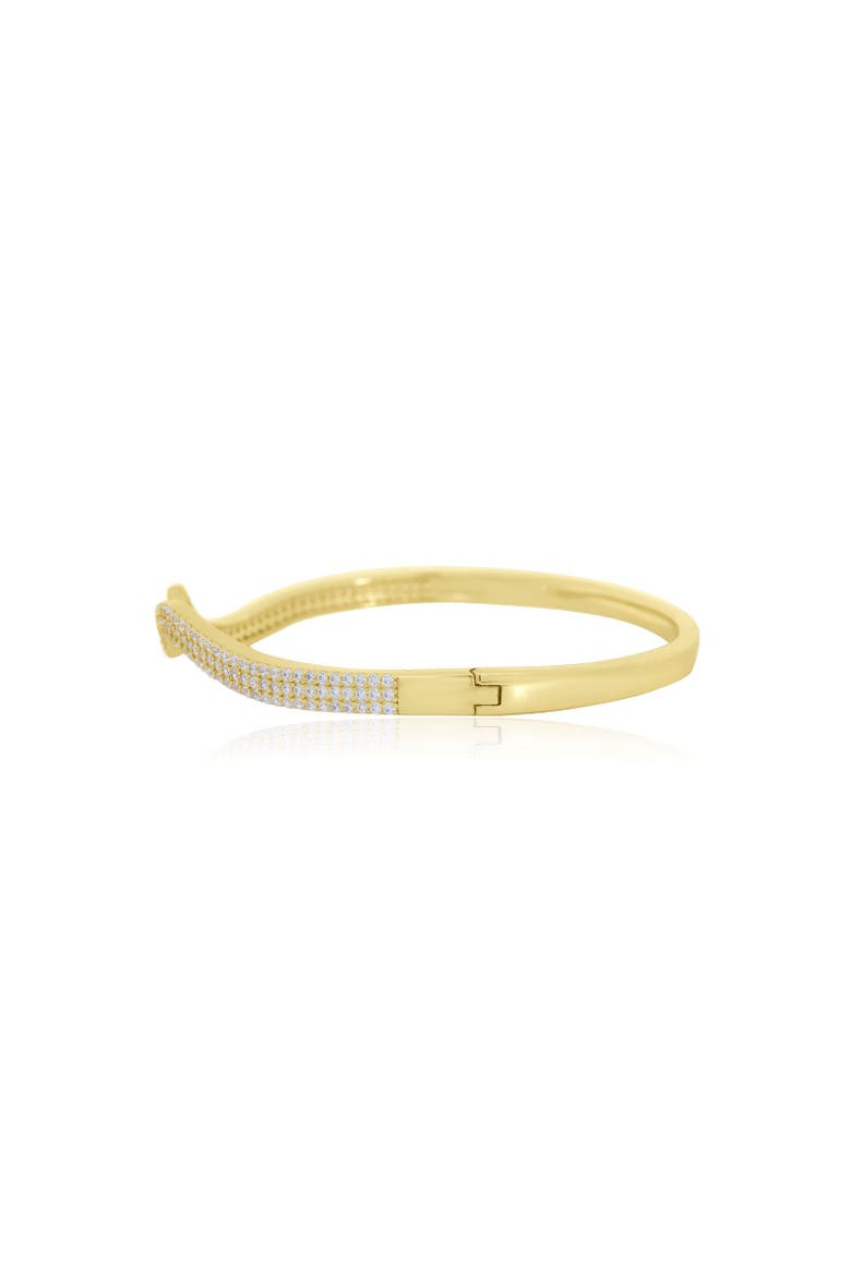 CZ Wave Bangle, Alternate, color, Gold Plated Sterling Silver