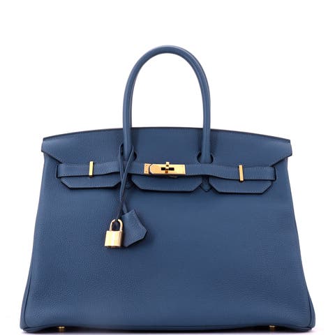 Birkin Handbag Blue Togo with Gold Hardware 35