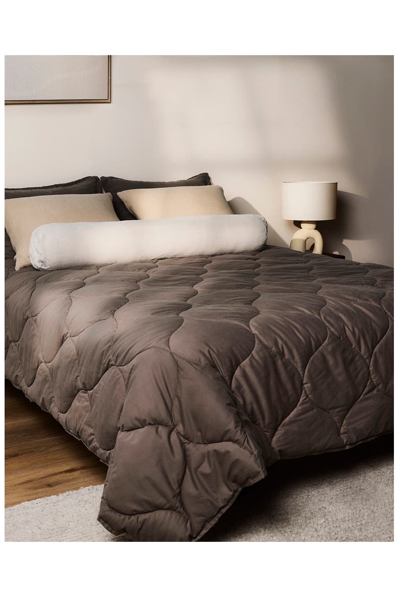 Cotton Drift Comforter, Alternate, color, WARM GREY