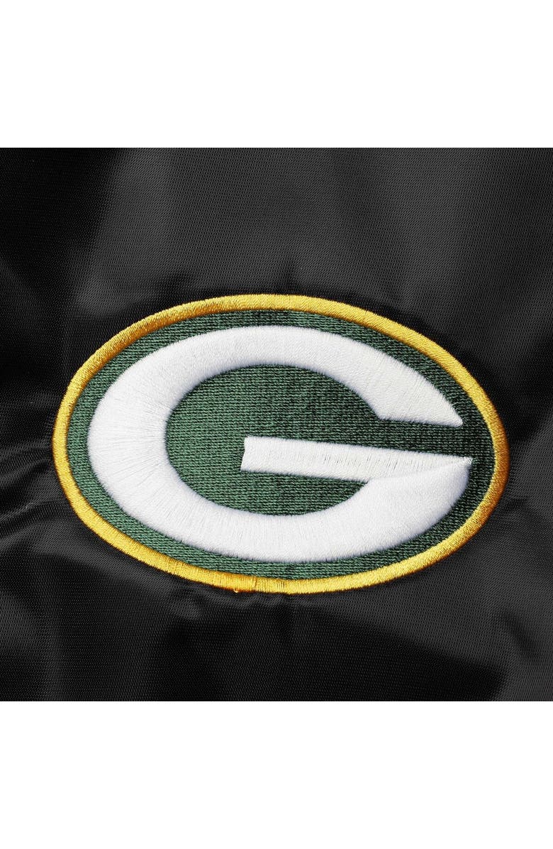 STARTER Men's Starter Silver Green Bay Packers Locker Room Satin Varsity Full-Snap Jacket, Alternate, color, Black