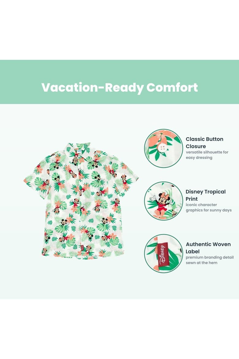 Mickey Mouse & Friends Button-Down Shirt and Dress, Alternate, color, Floral Mickey Minnie