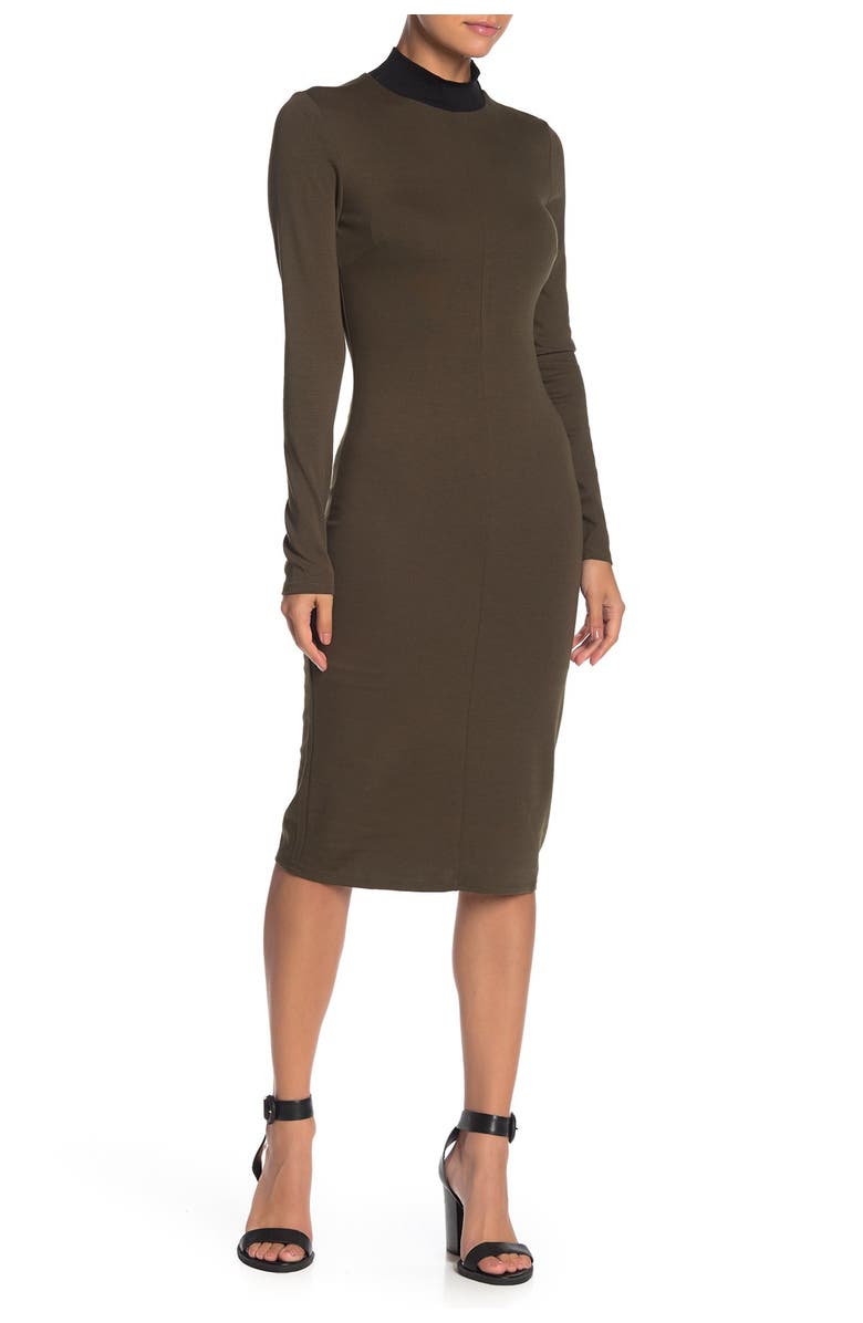 MAX AND ASH Contrast Mock Neck Midi Dress, Main, color,