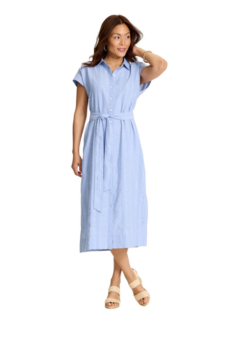 Summer Isle Linen & Cotton Midi Shirtdress, Alternate, color, FRENCH BLUE