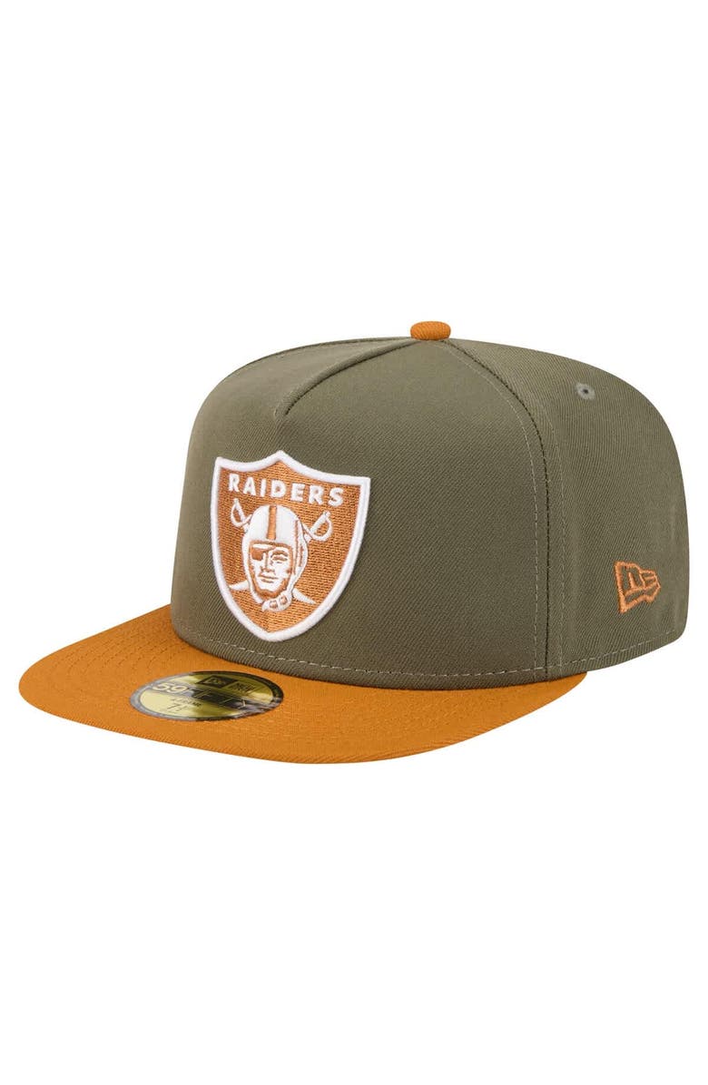 New Era Men's New Era  Olive/Brown Las Vegas Raiders Color Pack A-Frame 59FIFTY Fitted Hat, Main, color, 