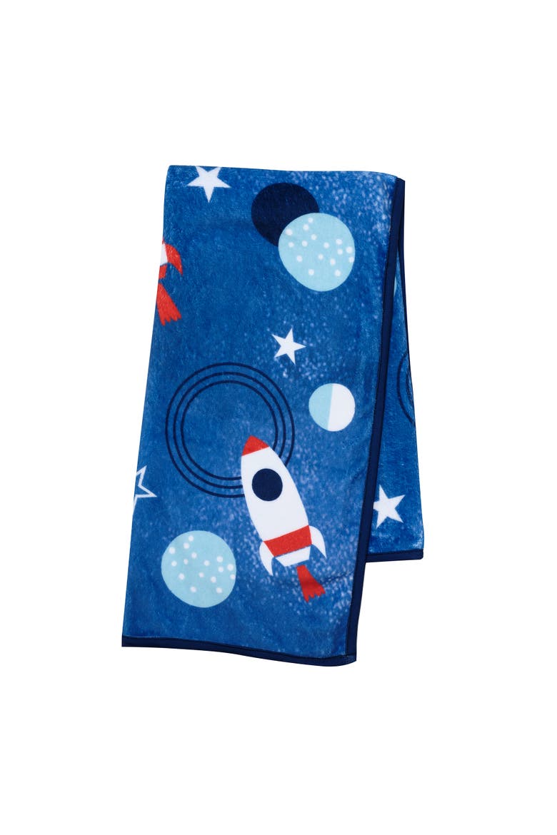 Space Galaxy Blue Rockets/Planets/Stars Baby Blanket, Main, color, Blue