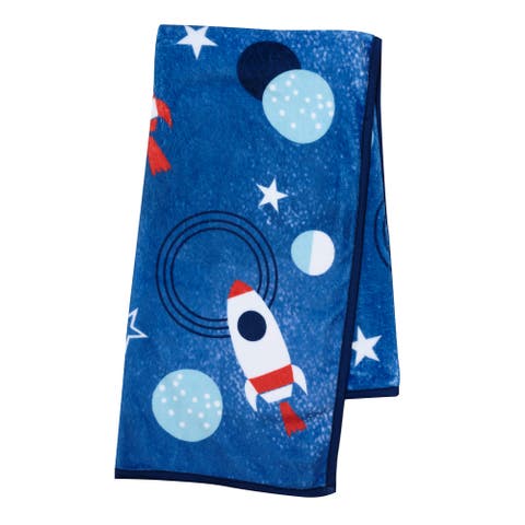 Space Galaxy Blue Rockets/Planets/Stars Baby Blanket