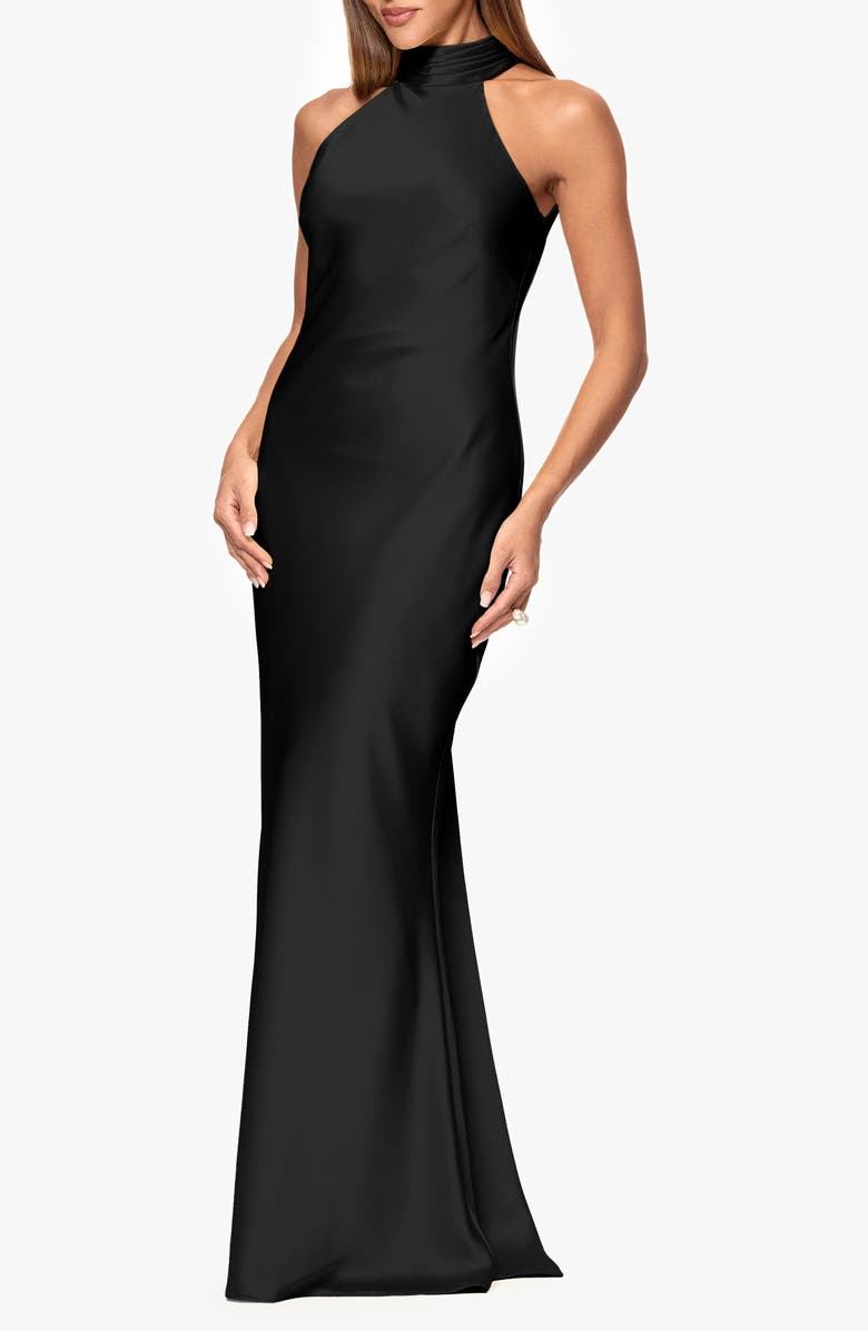 Halter Neck Satin Sheath Gown