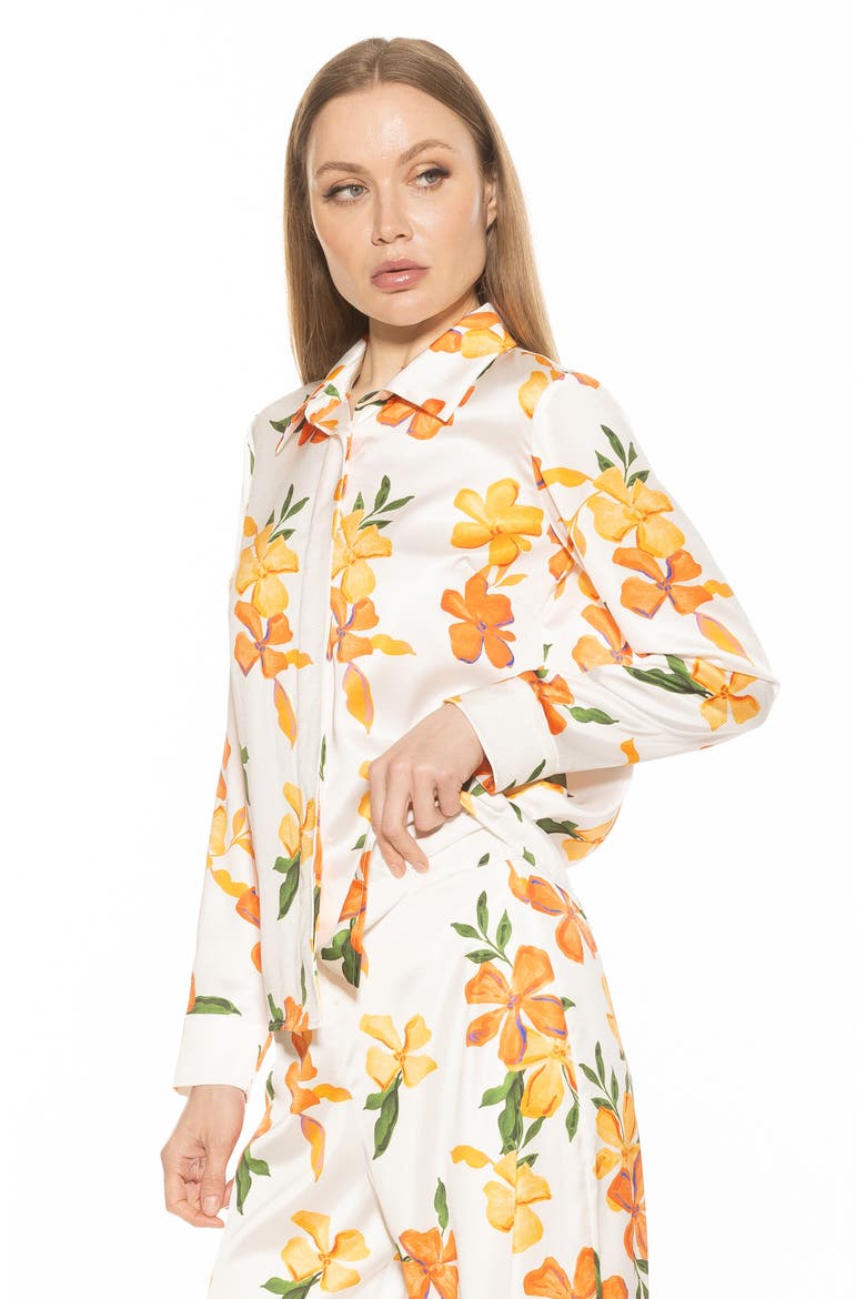 Ginger Floral Button-Up Shirt, Alternate, color, ORANGE FLORAL