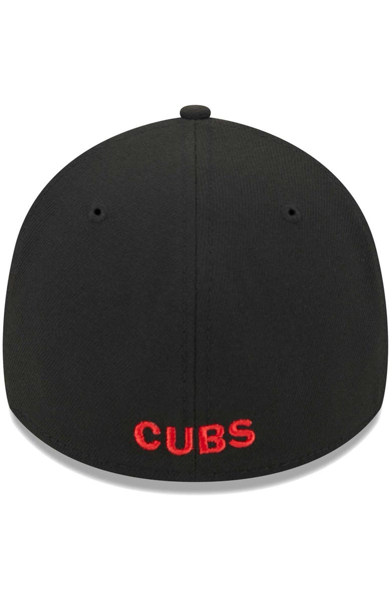 New Era Men's New Era Black Chicago Cubs Logo 39THIRTY Flex Hat, Alternate, color, Black