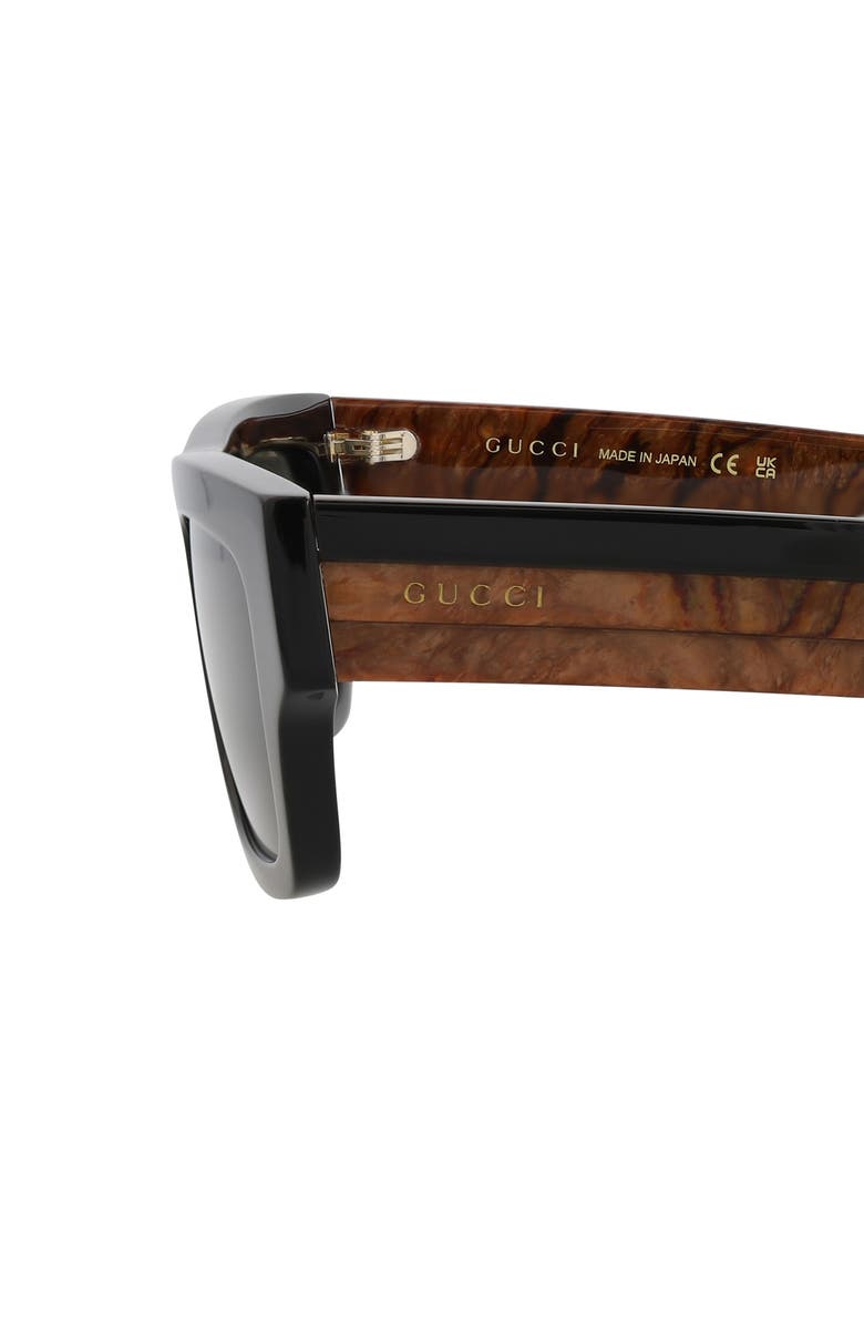 Gucci Novelty 55mm Rectangular Sunglasses, Alternate, color, Black Havana Grey