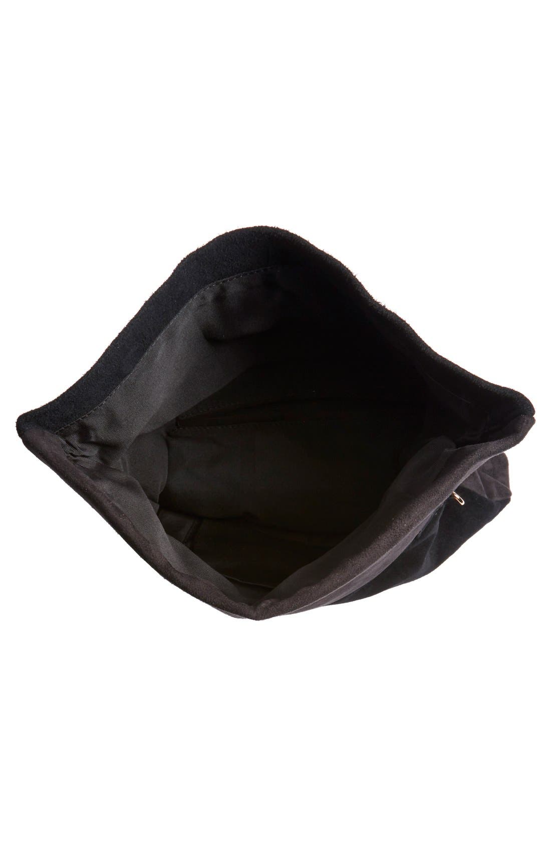 Street Level Suede Fringe Foldover Crossbody Bag, Alternate, color, Black