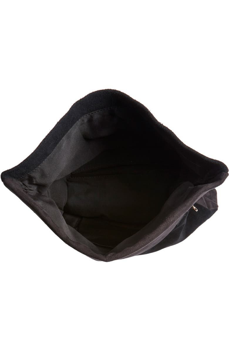 Street Level Suede Fringe Foldover Crossbody Bag, Alternate, color, Black