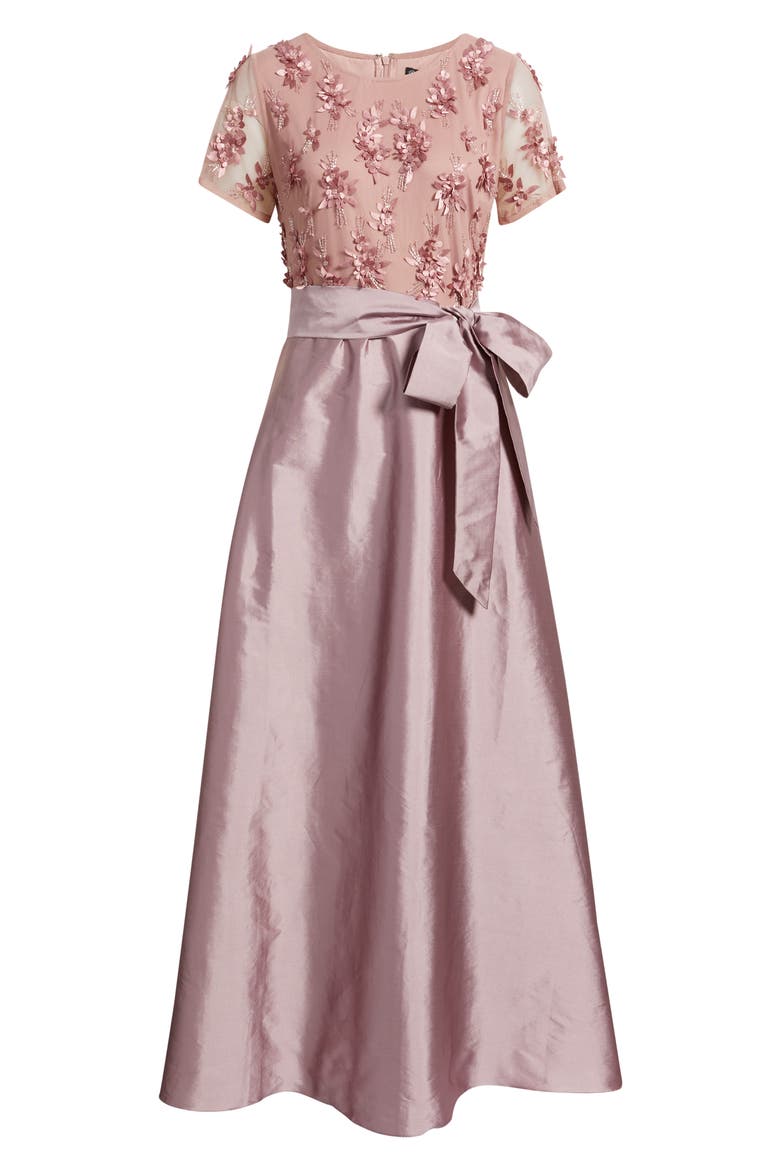3D Floral Bodice Beaded Gown, Alternate, color, QUARTZ