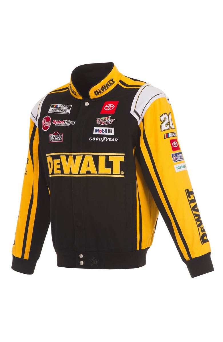 JH DESIGN Men
s JH Design Black/Yellow Christopher Bell DeWalt Full-Snap Twill Uniform Jacket, Alternate, color, Black