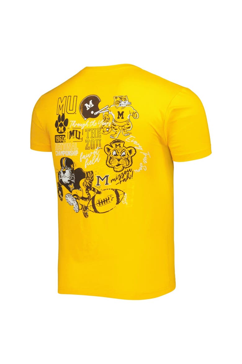 Men's Gold Missouri Tigers Vintage Through the Years 2-Hit T-Shirt, Alternate, color, Gold