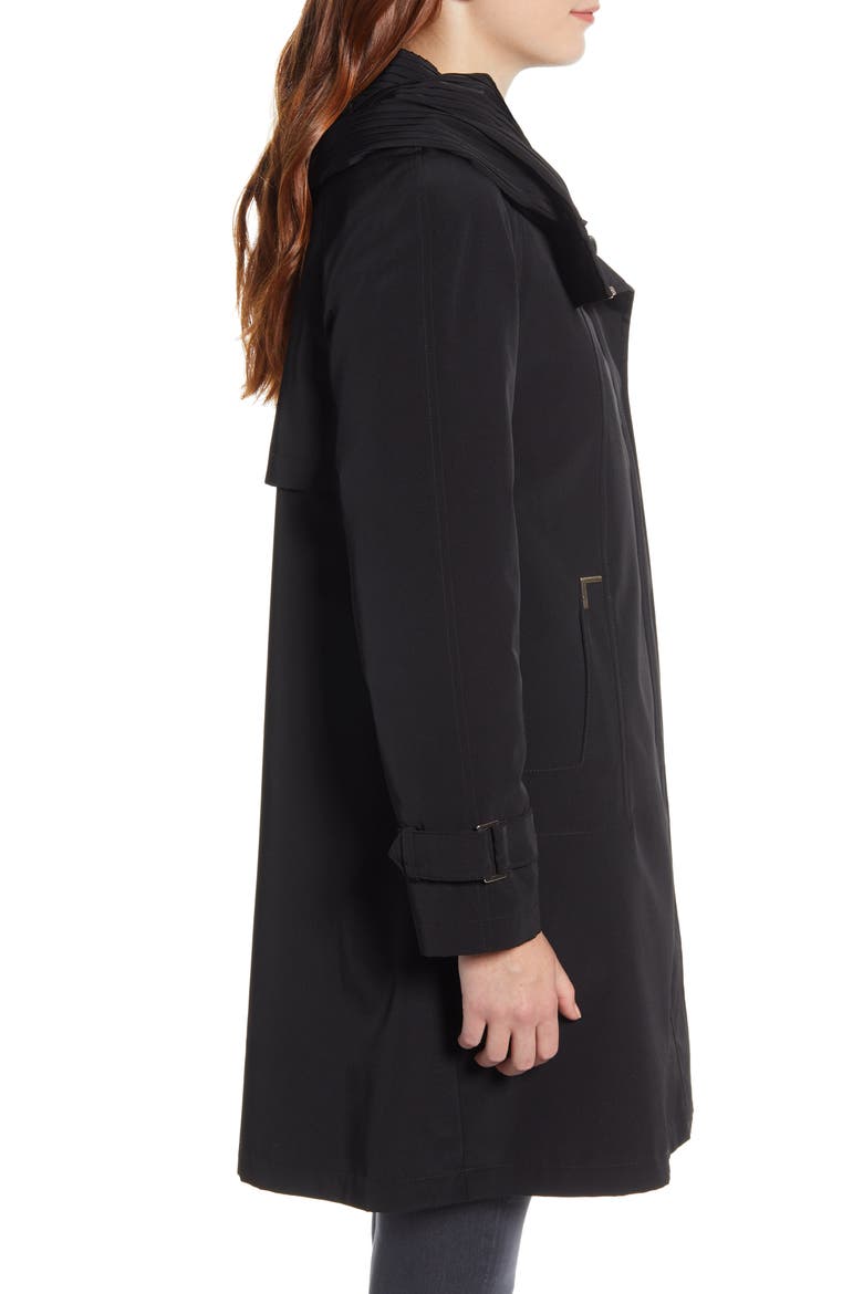 Water Repellent Hooded Raincoat, Alternate, color, BLACK