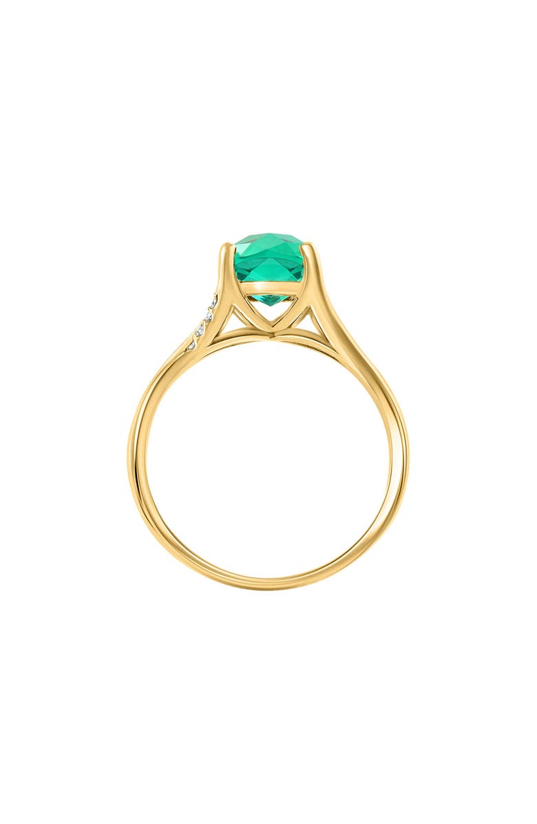 Bliss Diamond 1 1/2Ct Cushion Emerald & Diamond Ring 10k Gold Lab Grown Engagement Fashion, Alternate, color,