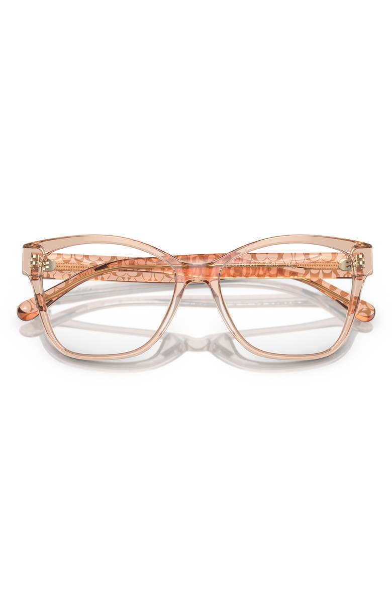 COACH 50mm Square Optical Glasses, Alternate, color, Transparent Brown / Demo Lens