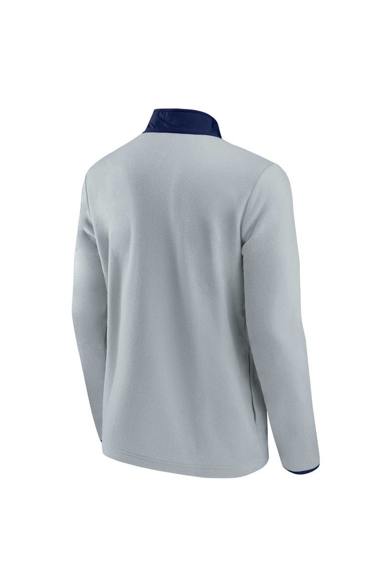 Men's Fanatics Branded Gray/Navy Seattle Kraken Hockey Polar Fleece Quarter-Snap Jacket, Alternate, color, Gray