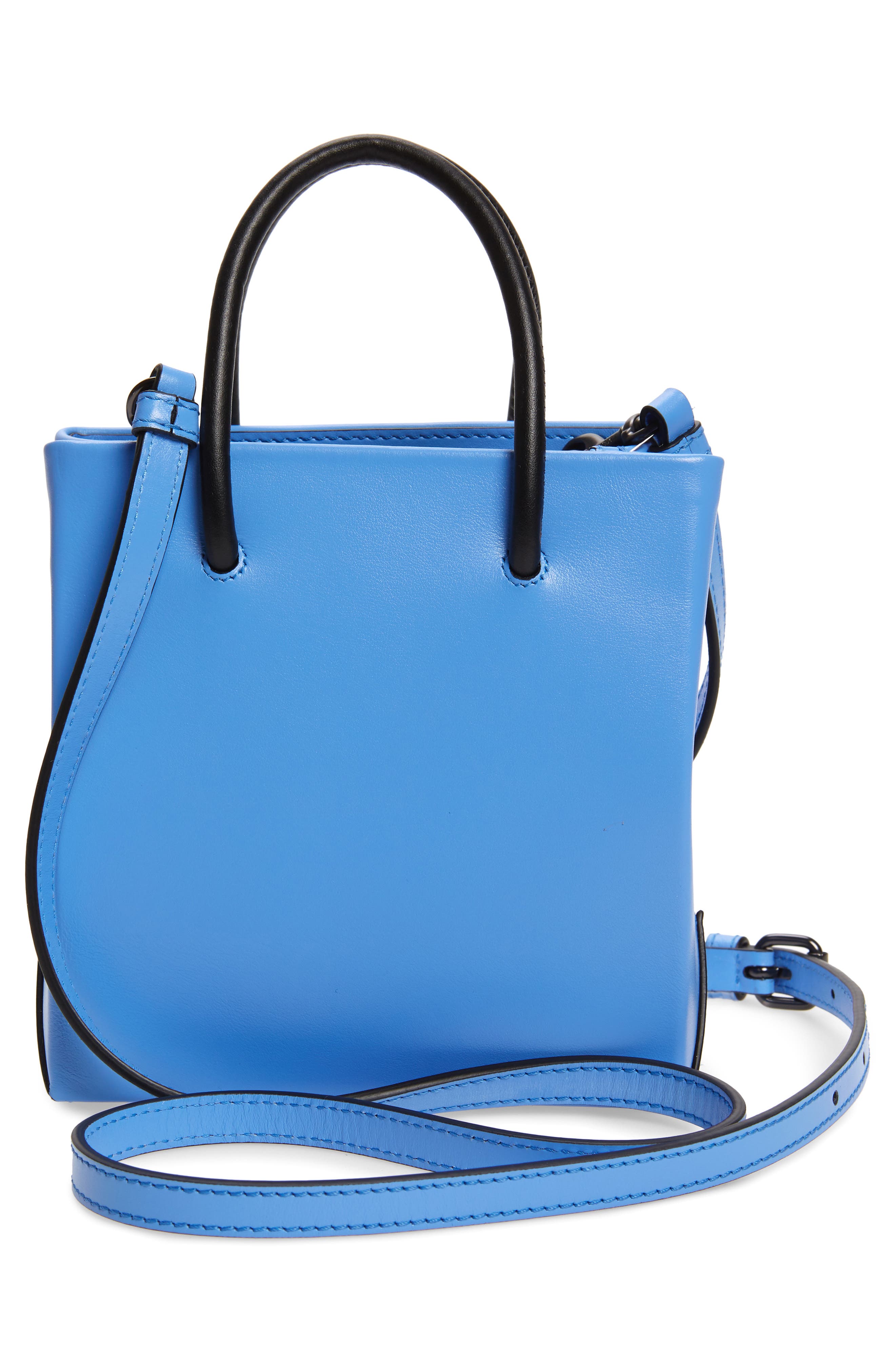 Moschino Mini Face Leather Shopper, Alternate, color, 