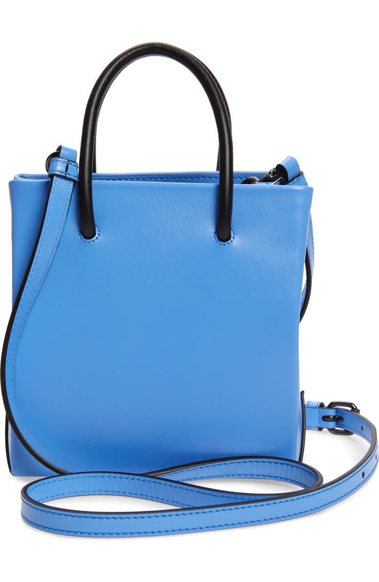 Moschino Mini Face Leather Shopper, Alternate, color,