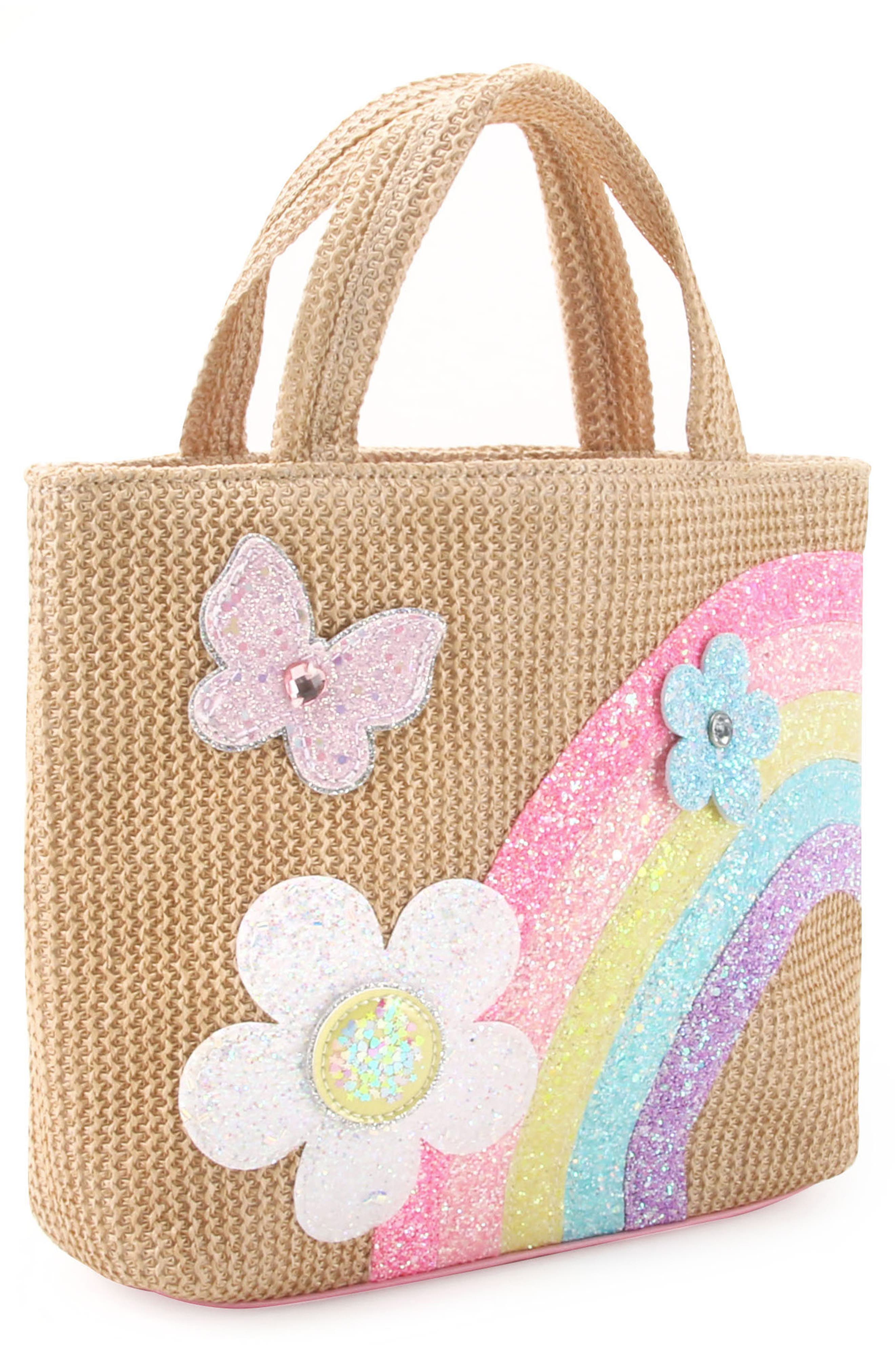 OMG Accessories Kids' Daisy Straw Tote Bag, Alternate, color, 