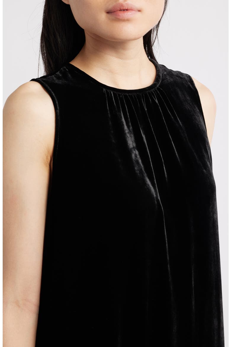 Sleeveless Velvet Midi Dress, Alternate, color, BLACK