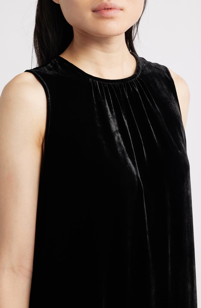 Eileen Fisher Sleeveless Velvet Midi Dress, Alternate, color, Black